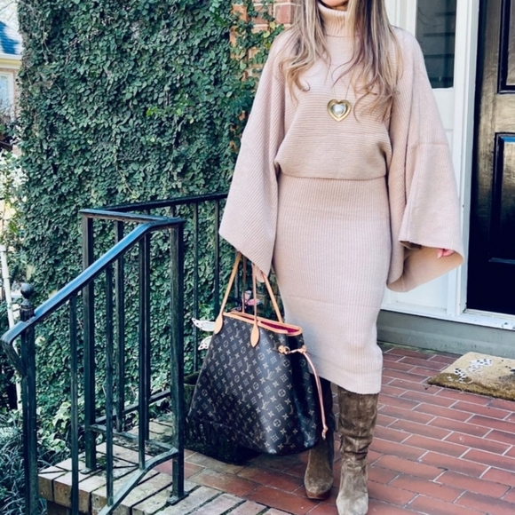 FIRM PRICE!⭐From⭐️PARIS⭐Fabulous 2 Piece Sweater Knit Tank Dress and Sweater Set - Picture 4 of 9